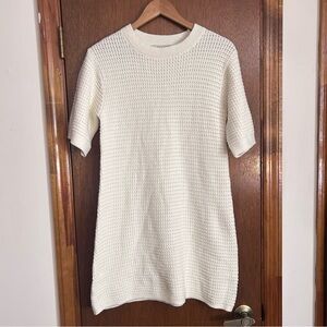White Knit Short Sleeve Dress Women's Small